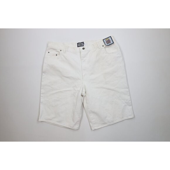 Deadstock Vintage 90s IOU Mens 40 Baggy Relaxed Fit Denim Jean Shorts White - Picture 1 of 16